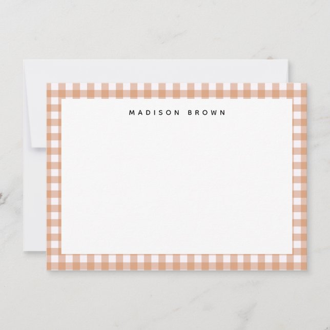 Cartão de Nota Personalizado Xadrez Gingham Vermel (Frente)
