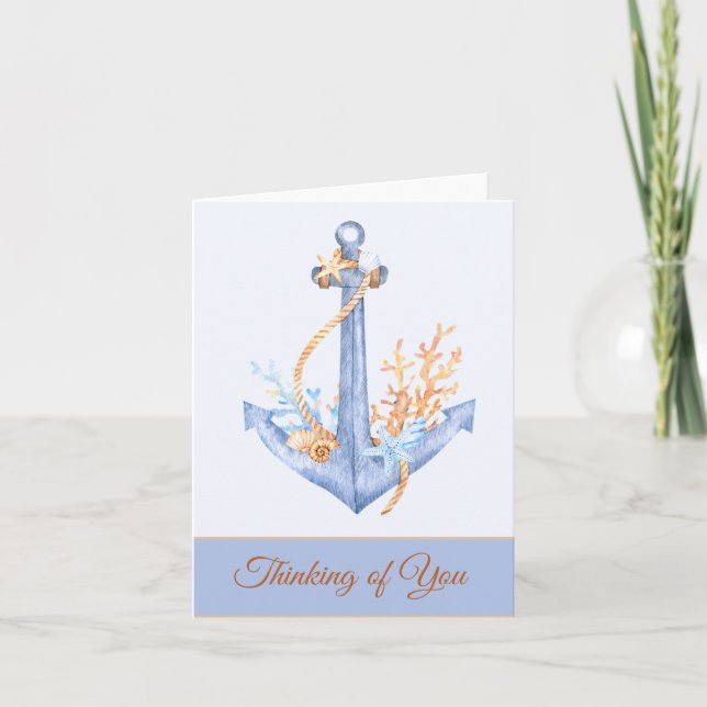 Cartão de Nota personalizável Âncora Aquarela (Frente)