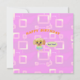 Cartão de Nota Plana Birthday Pink Geométrico Baby
