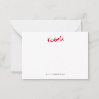 Cartão de Nota Plana Dziękuję