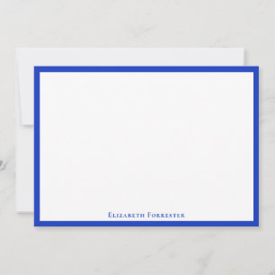 Cartão de Nota Plana Moderna Elegante Azul Cobalt