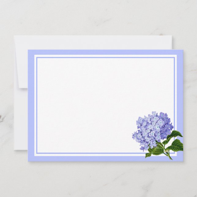 Cartão de Nota Plano - Hortênsia Azul (Frente)