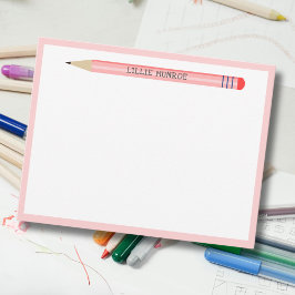 Cartão de Nota Plano Simples Rosa para Crianças