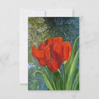 Cartão de Nota Red Tulips - Arte Original - Dentro