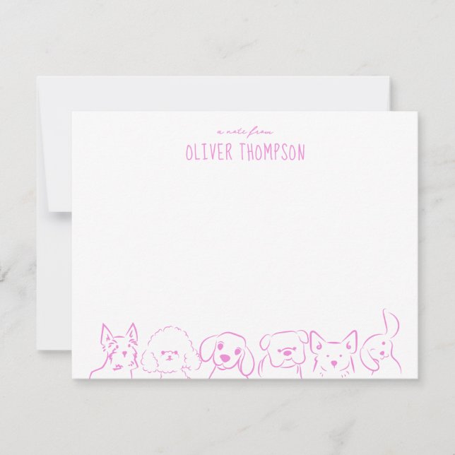 Cartão de Nota Riscado de Cachorro Bonito Animal R (Frente)