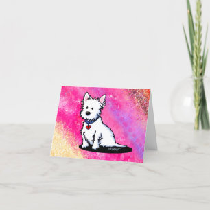 Cartão de Nota Rosa KiniArt Westie