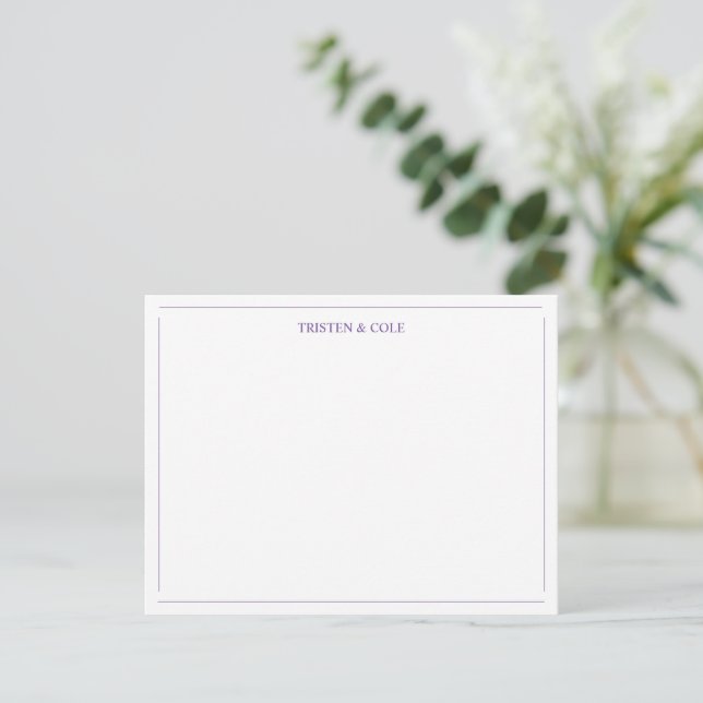 Cartão de Nota Roxo Elegante Moderno (Em pé/Frente)