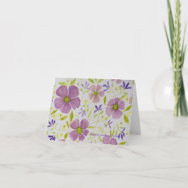 Cartão de Nota/ Saudação Floral Roxo e Lilás