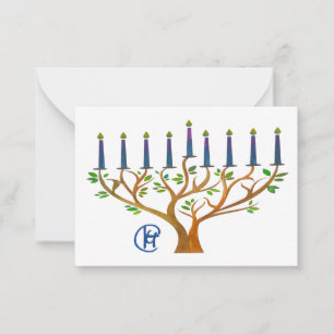 Cartão de Nota Secreto do Jardim Menorah Hanukkah