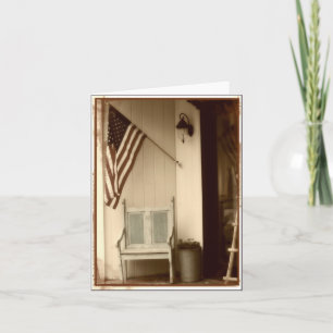 Cartão de Nota Sepia com Bandeira Americana Patri