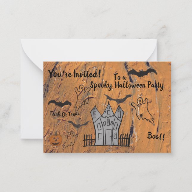 Cartão de Nota Simples de Convite para Halloween (Frente)