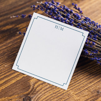 Cartão de Nota Simples Monograma de Borda Elegante