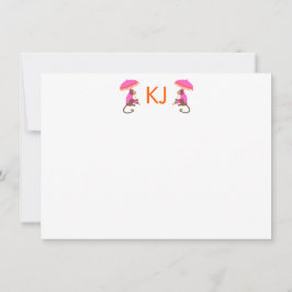 Cartão de Nota Simples Personalizado Macaco Chinoi