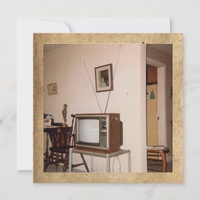 Cartão de Nota Simples Vintage "Old School Televis (Frente)