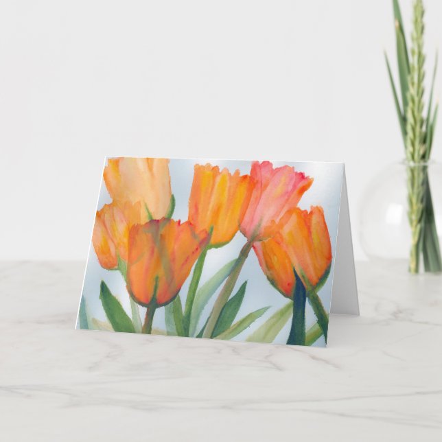 Cartão de Nota Tulipas Laranja (Frente)