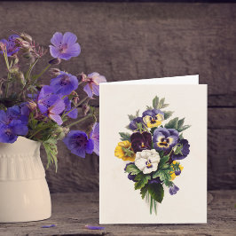 Cartão de nota vazio dos Pansies do vintage