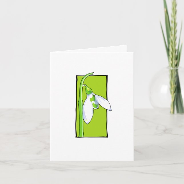 Cartão de Nota Verde Snowdrop (Frente)