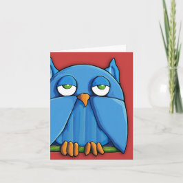 Cartão de Nota Vermelho Aqua Owl