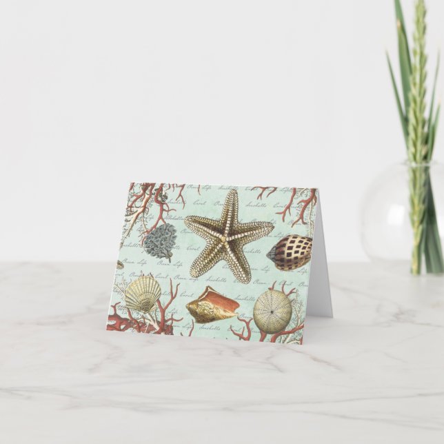 Cartão de nota Vintage Seashells (Frente)