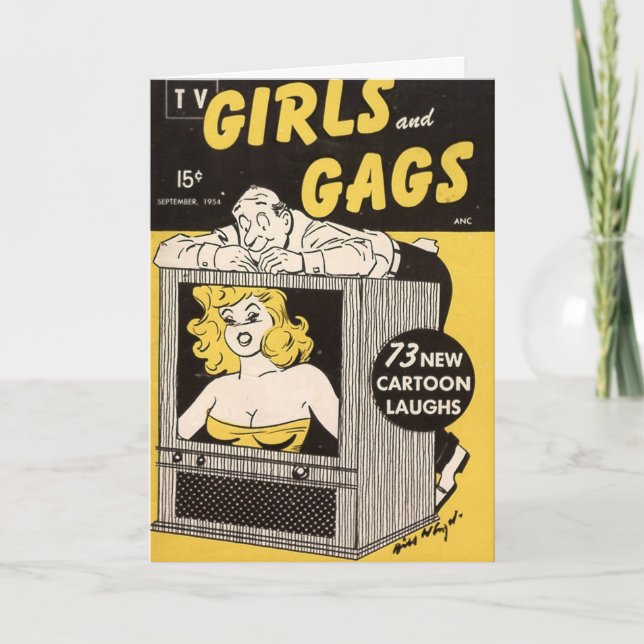 Cartão de Nota Vintage "TV Girls and Gags" (Frente)