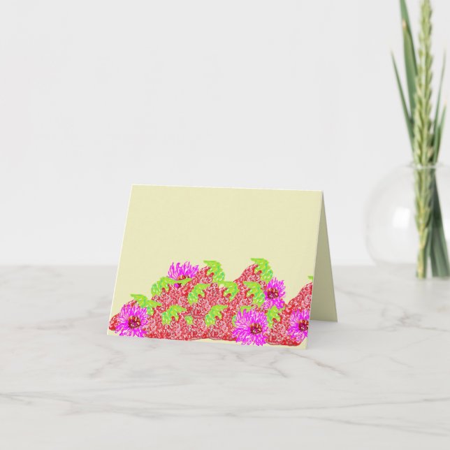 Cartão de Nota: Visitas e Morangos (Frente)