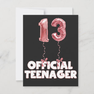 Cartão De Notas 13 Birthday Oficial Adolescente Balões de Folha