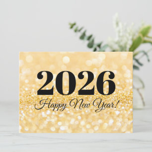 Cartão De Notas 2026 relâmpagos de ouro minimalistas do feliz ano 