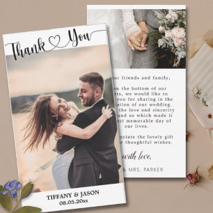 Cartão De Notas 2 Foto: Simples Elegante Mão de Casamento, Coração