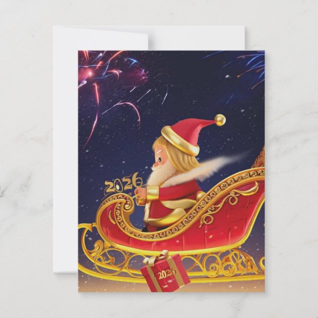 Cartão De Notas 3D Santa Claus Christmas Greeting Card – Festive H (Frente)