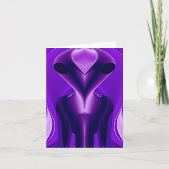 Cartão De Notas 3D Sonhos Roxos Arco-Íris, Alienígena (Frente)