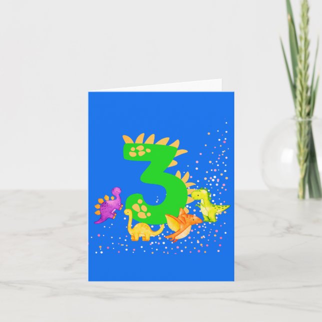 Cartão De Notas 3rd Birthday. Dinosaur Design. My third birthday.  (Frente)
