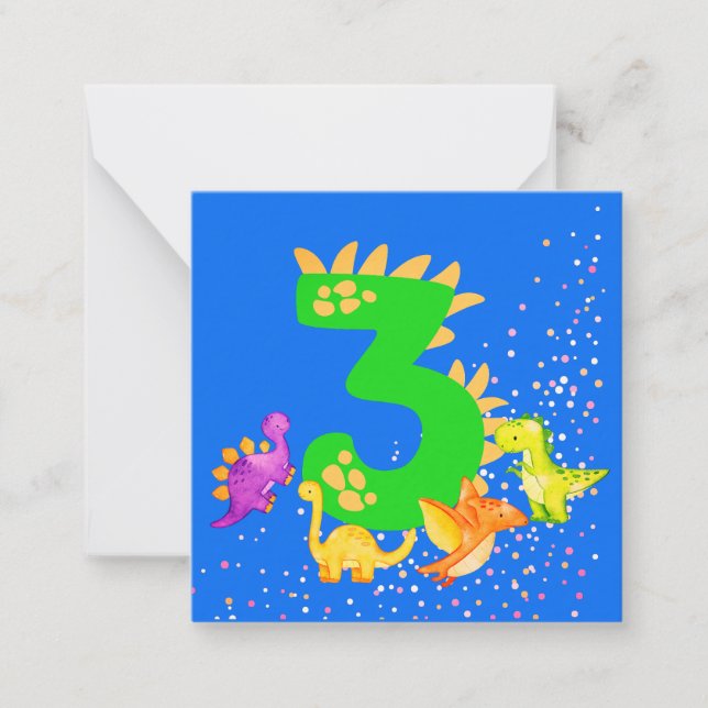 Cartão De Notas 3rd Birthday. Dinosaur Design. My third birthday.  (Frente)