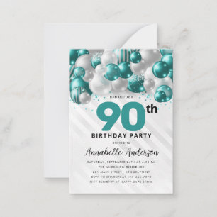 Cartão De Notas 90 de Aniversário do Balão de Teto do Orçamento