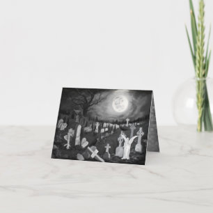 Cartão De Notas À noite no cemitério - Anjo com o Diabo