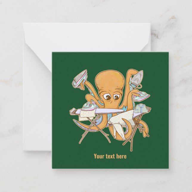 Cartão De Notas A passar o polvo, sobrecarregada por tarefas. (Frente)