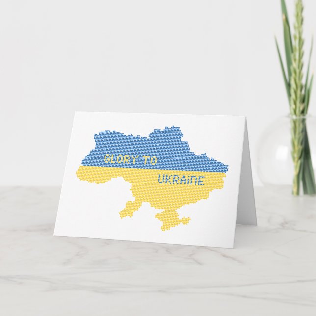 Cartão De Notas A tricotar o texto do mapa do Estado ucraniano Glo (Frente)