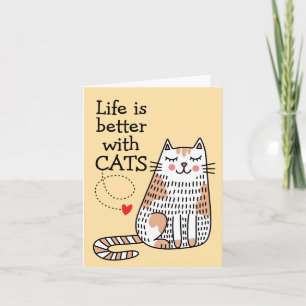 Cartão De Notas A Vida É Melhor Com Gatos Doodle