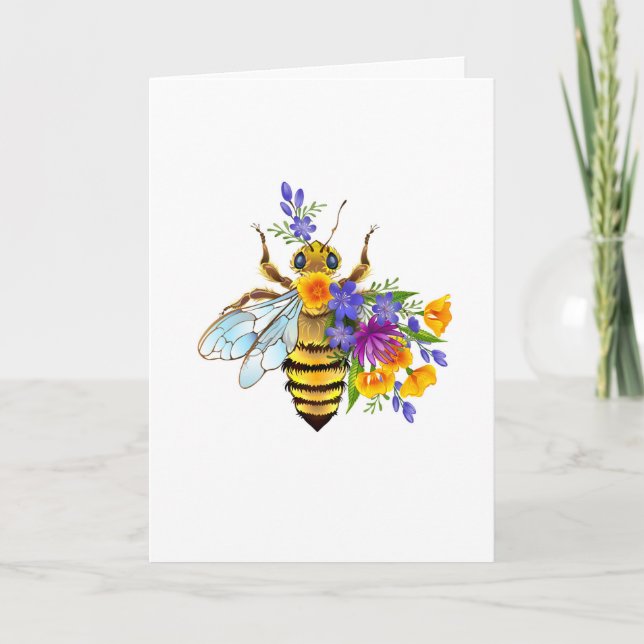 Cartão De Notas Abeja flor com plantas silvestres (Frente)