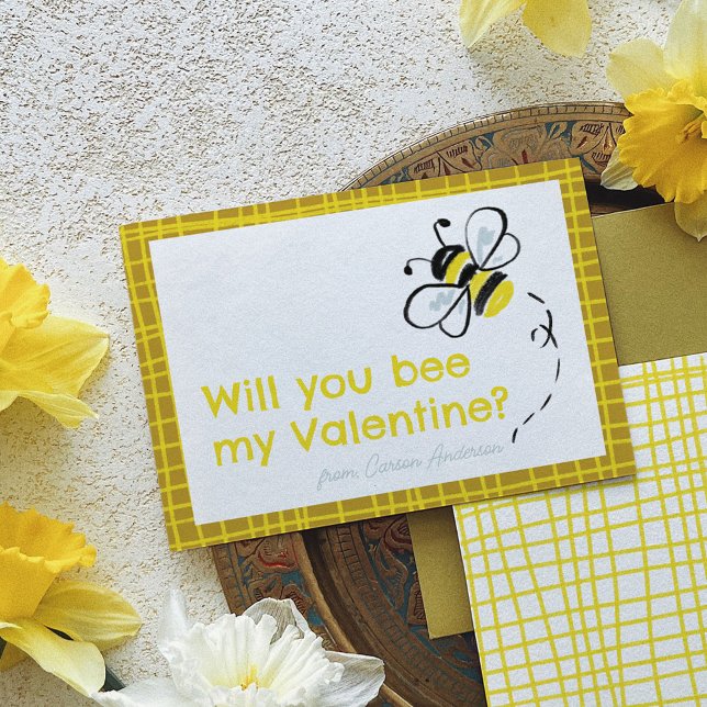 Cartão De Notas Abelde meu Namorados - Namorados Ilustrado de Sala (Will You Bee My Valentine Illustrated Classroom Valentine's Day Note Cards)