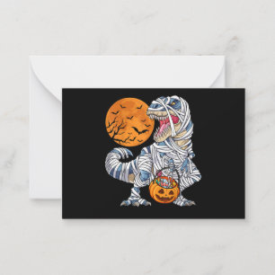 Cartão De Notas Abóbora de Dinossauro de Halloween T rex Múmia