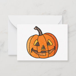 Cartão De Notas Abóbora de Halloween Brilhante