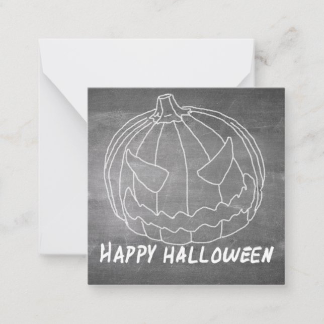 Cartão De Notas Abóbora para o Halloween 6 visual de lousa (Frente)