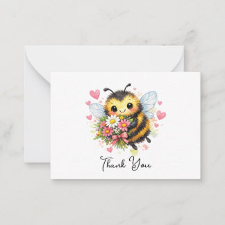Cartão De Notas Aborígene Abelha com um Buquê Floral Obrigado