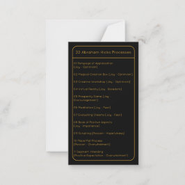 Cartão De Notas Abraham Hicks LOA 22 Processes Lista Bolso Preto
