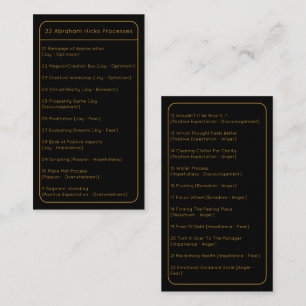 Cartão De Notas Abraham Hicks LOA 22 Processes Lista Bolso Preto
