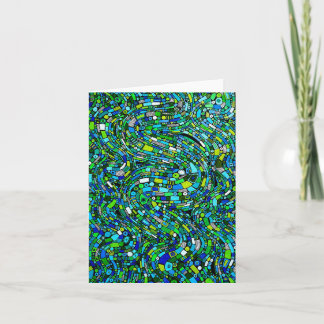 Cartão De Notas Abstract Design Blue Green Waves Shapes Folded