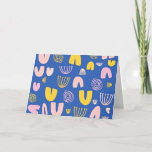 Cartão De Notas Abstrato Colagem de formas coloridas Design em azu