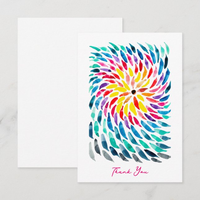 Cartão De Notas Abstrato de aquarela espiral arco-íris (Frente/Verso)