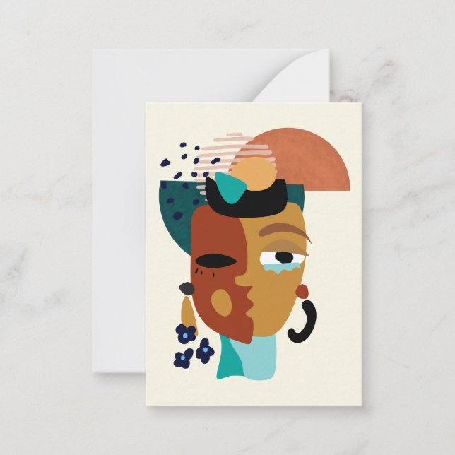 Cartão De Notas Abstrato Face 2 Face Boho (Frente)