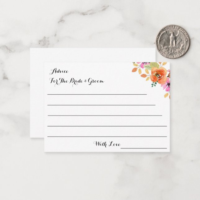 CARTÃO DE NOTAS ACONSELHAMENTO PARA A PLACA DE BRIDE E DE GROOM (Frente/Verso In Situ)